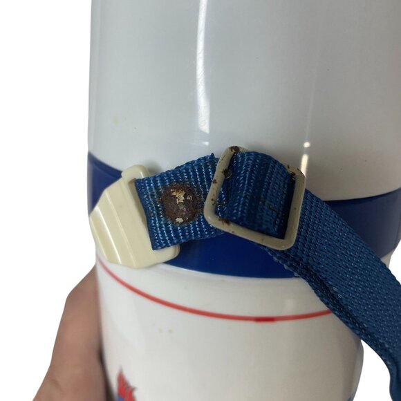VTG 1984 Los Angeles Olympics‎ Aladdin Thermos 1 QT with Strap White Blue Red - Picture 4 of 11